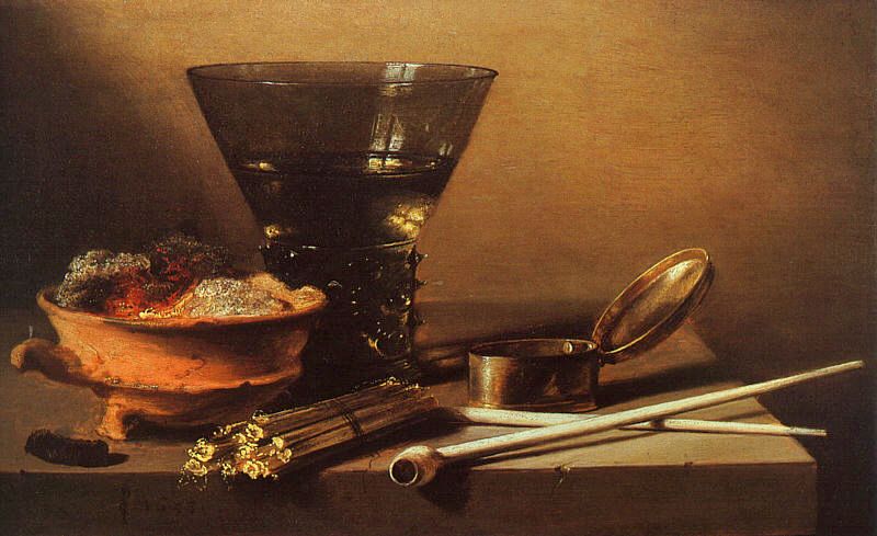 Petrus Christus Still Life with Wine and Smoking Implements